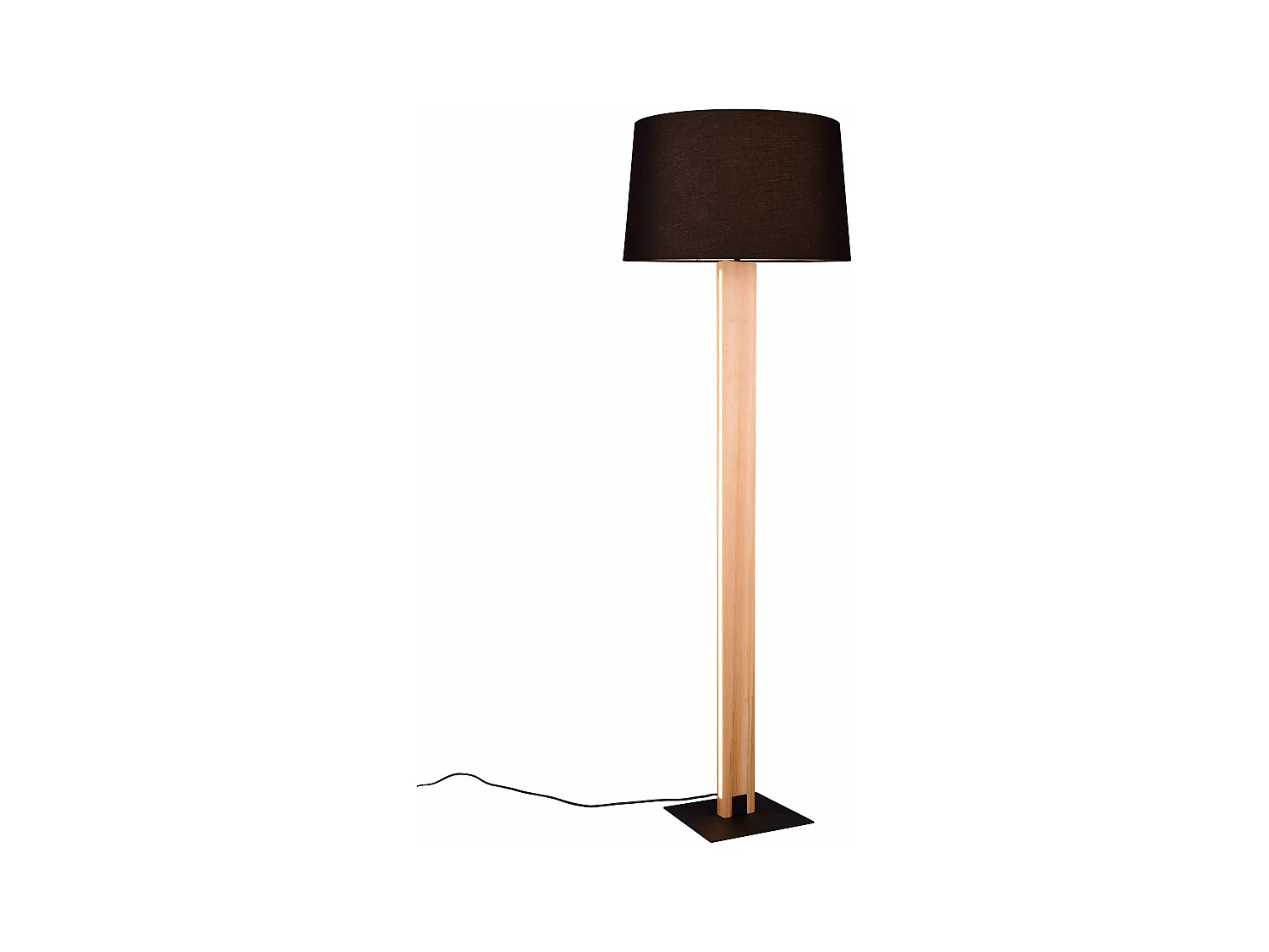 Piantana touch, metallo e legno, nero, H 150 cm, Rahul