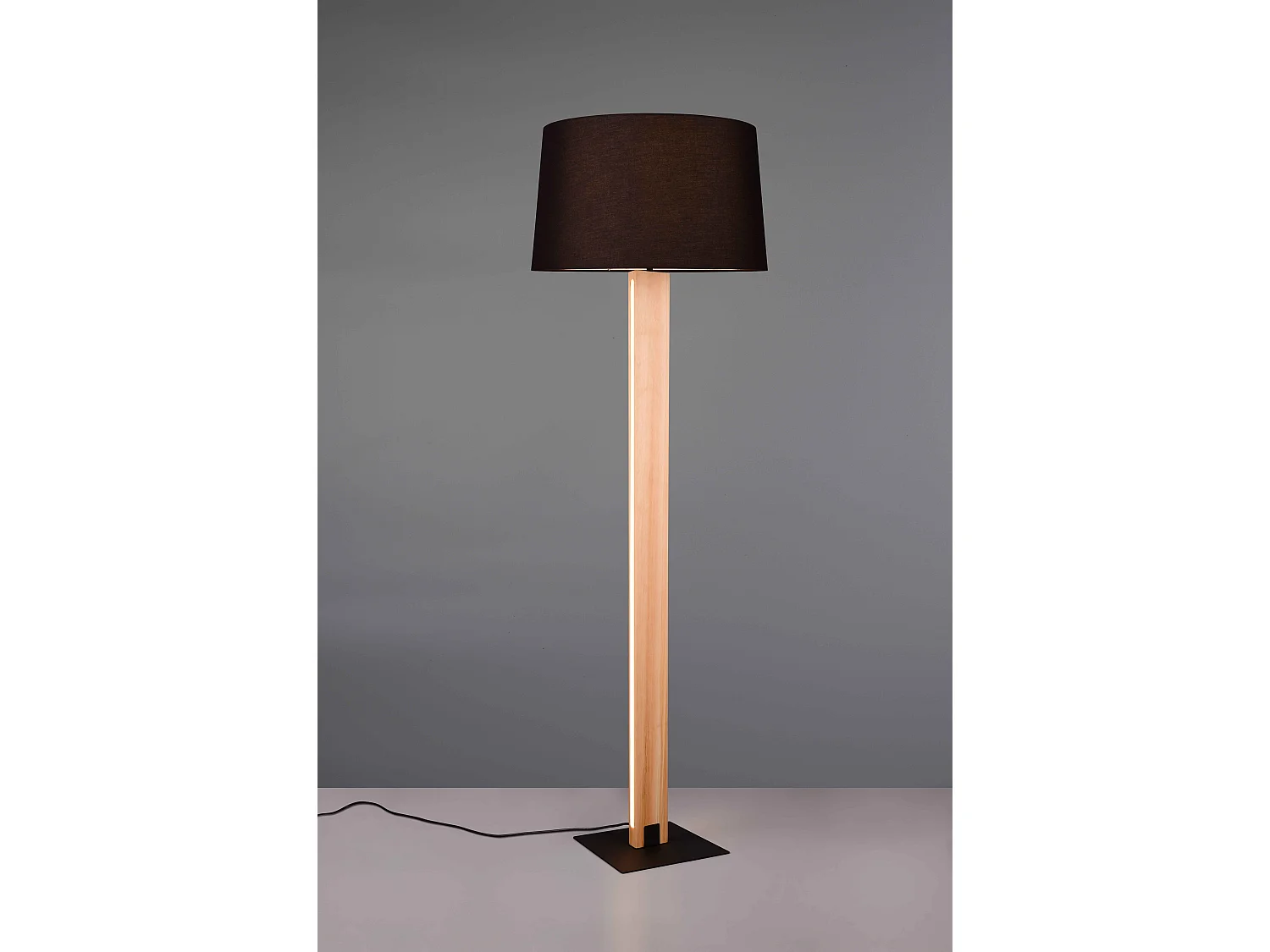 Piantana touch, metallo e legno, nero, H 150 cm, Rahul