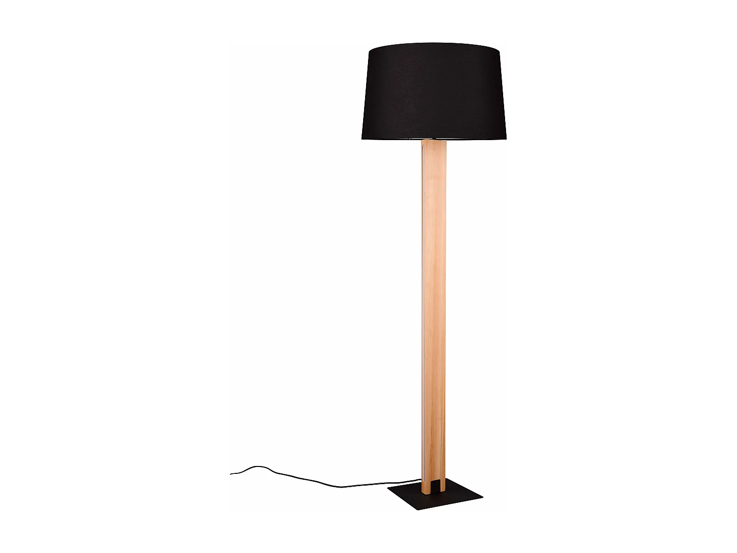 Piantana touch, metallo e legno, nero, H 150 cm, Rahul