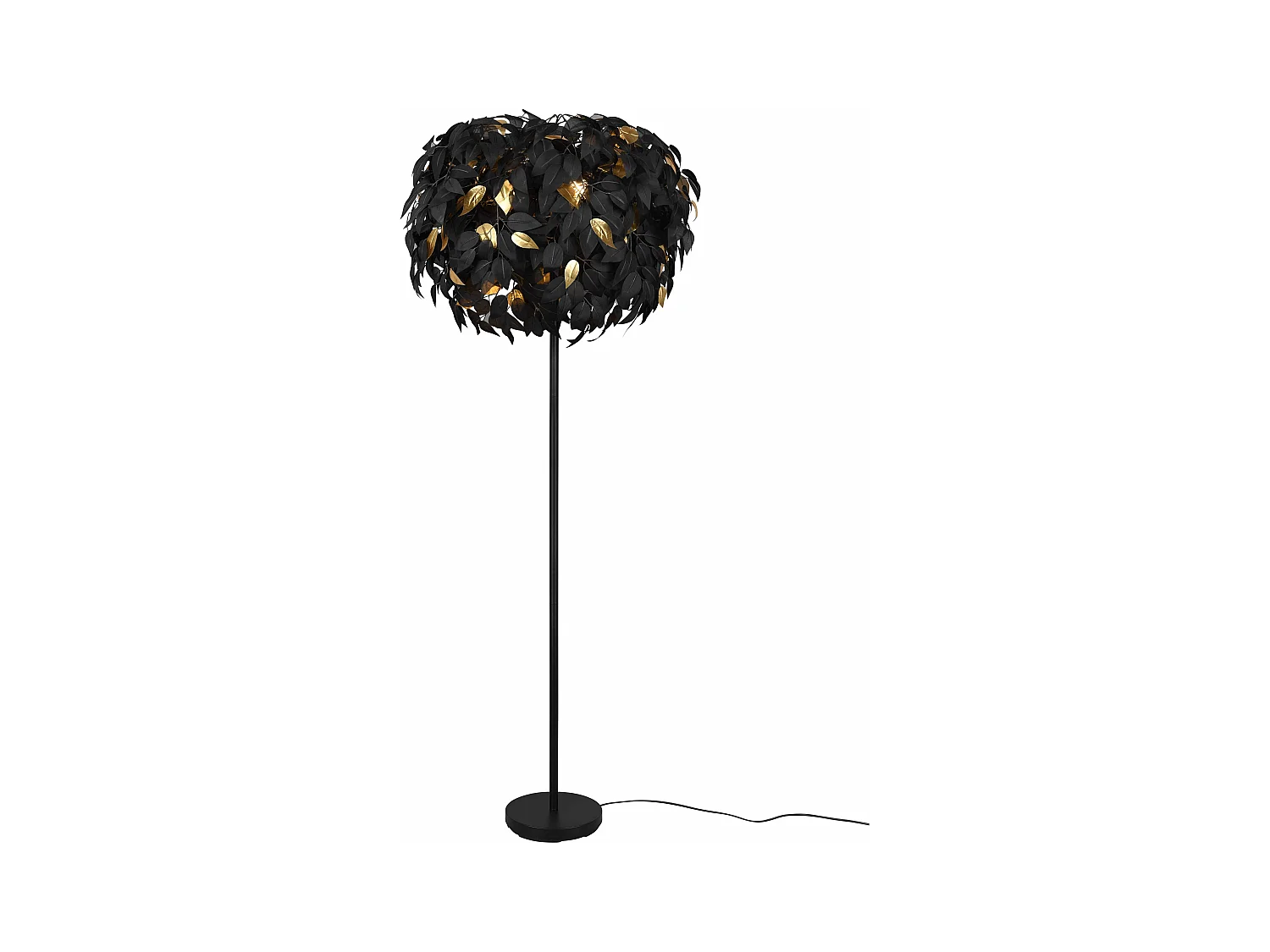 Piantana, base metallo, nero e oro, H 180 cm, Leavy