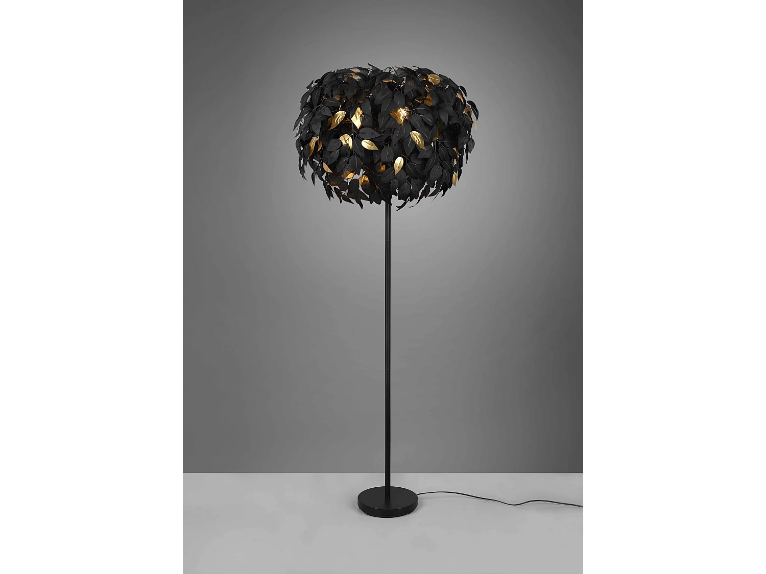 Piantana, base metallo, nero e oro, H 180 cm, Leavy