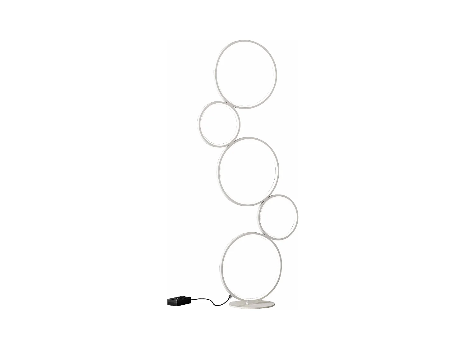 Piantana LED 5 cerchi, metallo, bianco opaco, H 115 cm, Rondo
