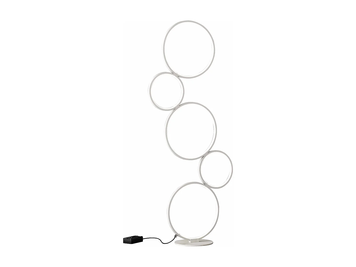 Piantana LED 5 cerchi, metallo, bianco opaco, H 115 cm, Rondo