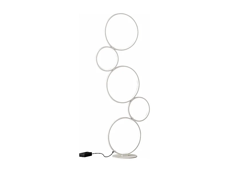 Piantana LED 5 cerchi, metallo, bianco opaco, H 115 cm, Rondo
