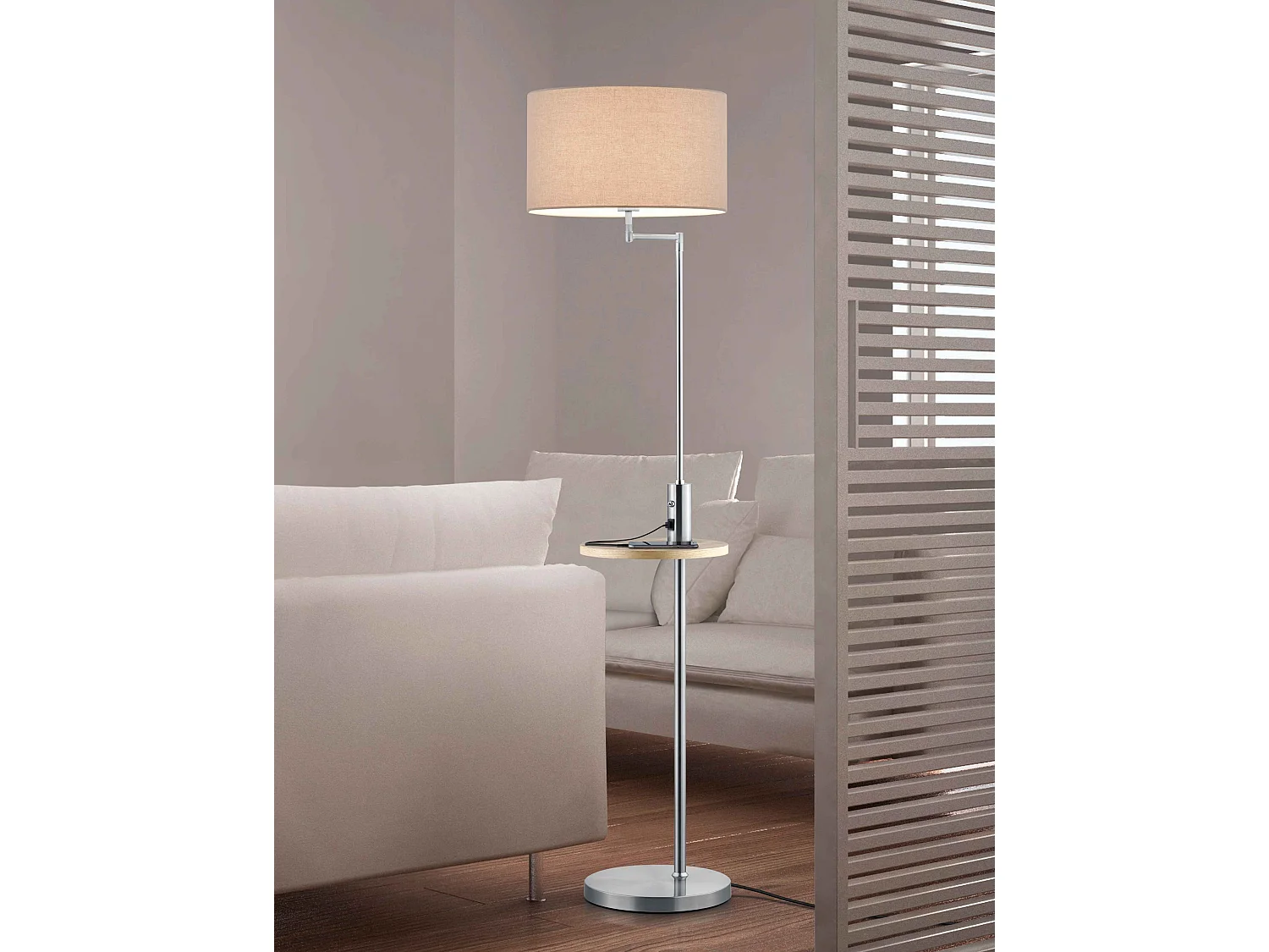 Piantana con mensola e attacco USB, metallo, H 160 cm, Claas