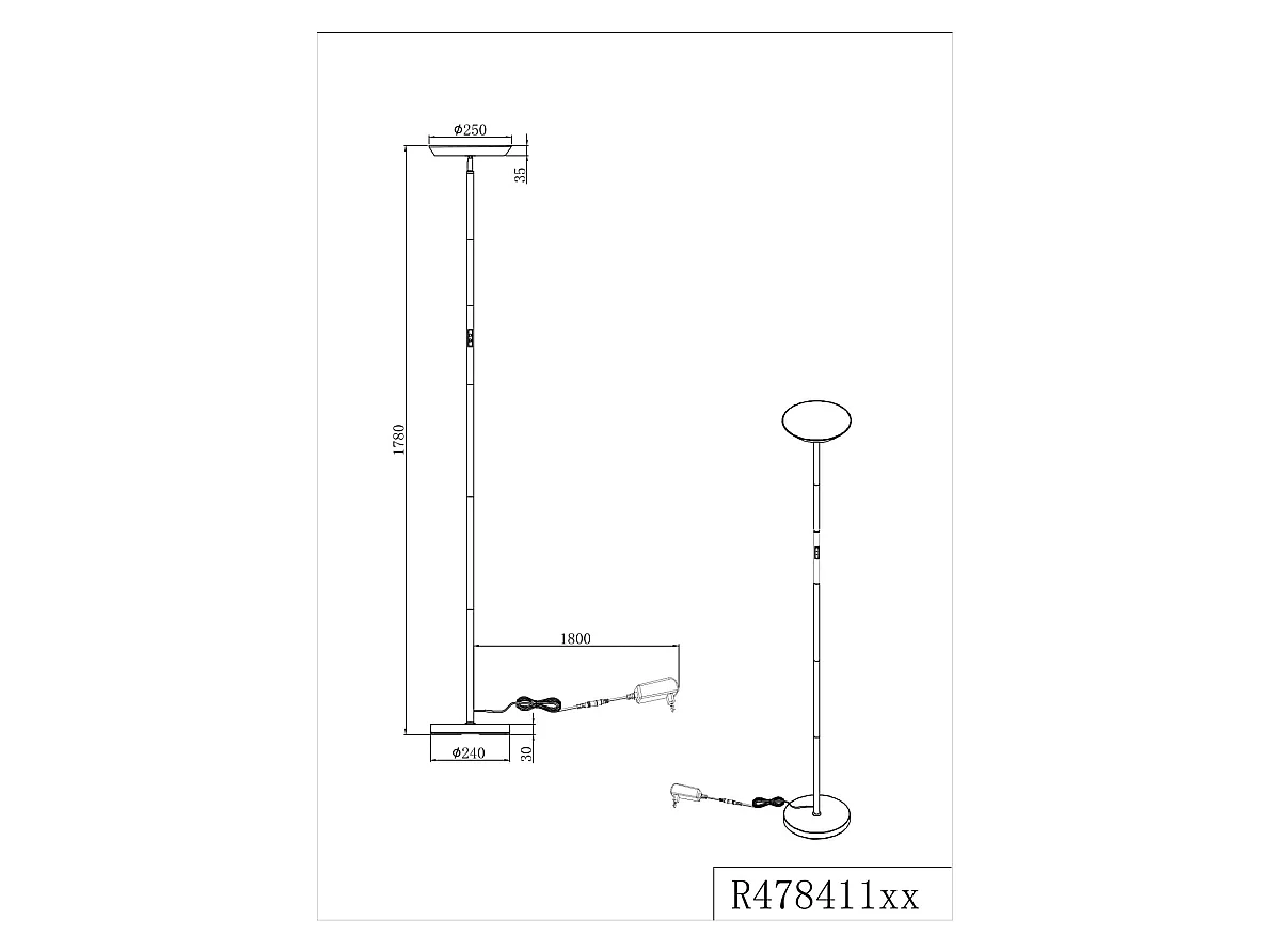 Piantana LED, metallo, nero, H 180 cm, Specter
