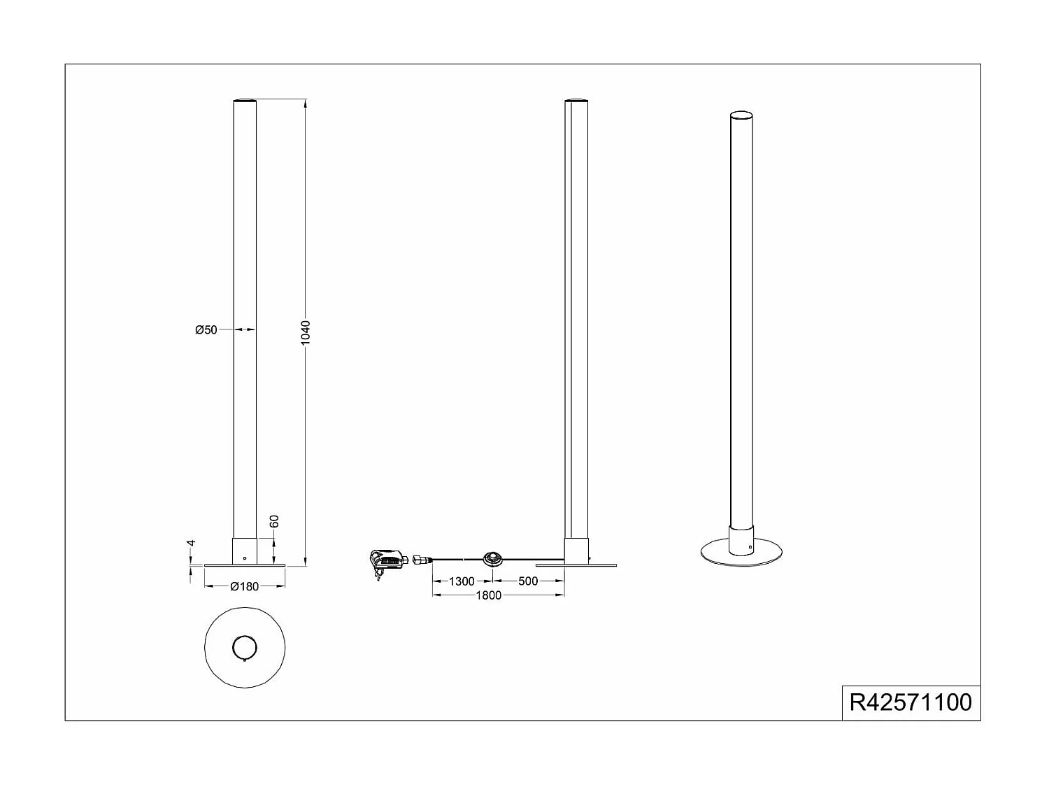 Piantana LED a tubo RGB, metacrilato e metallo, H 105 cm, Leia