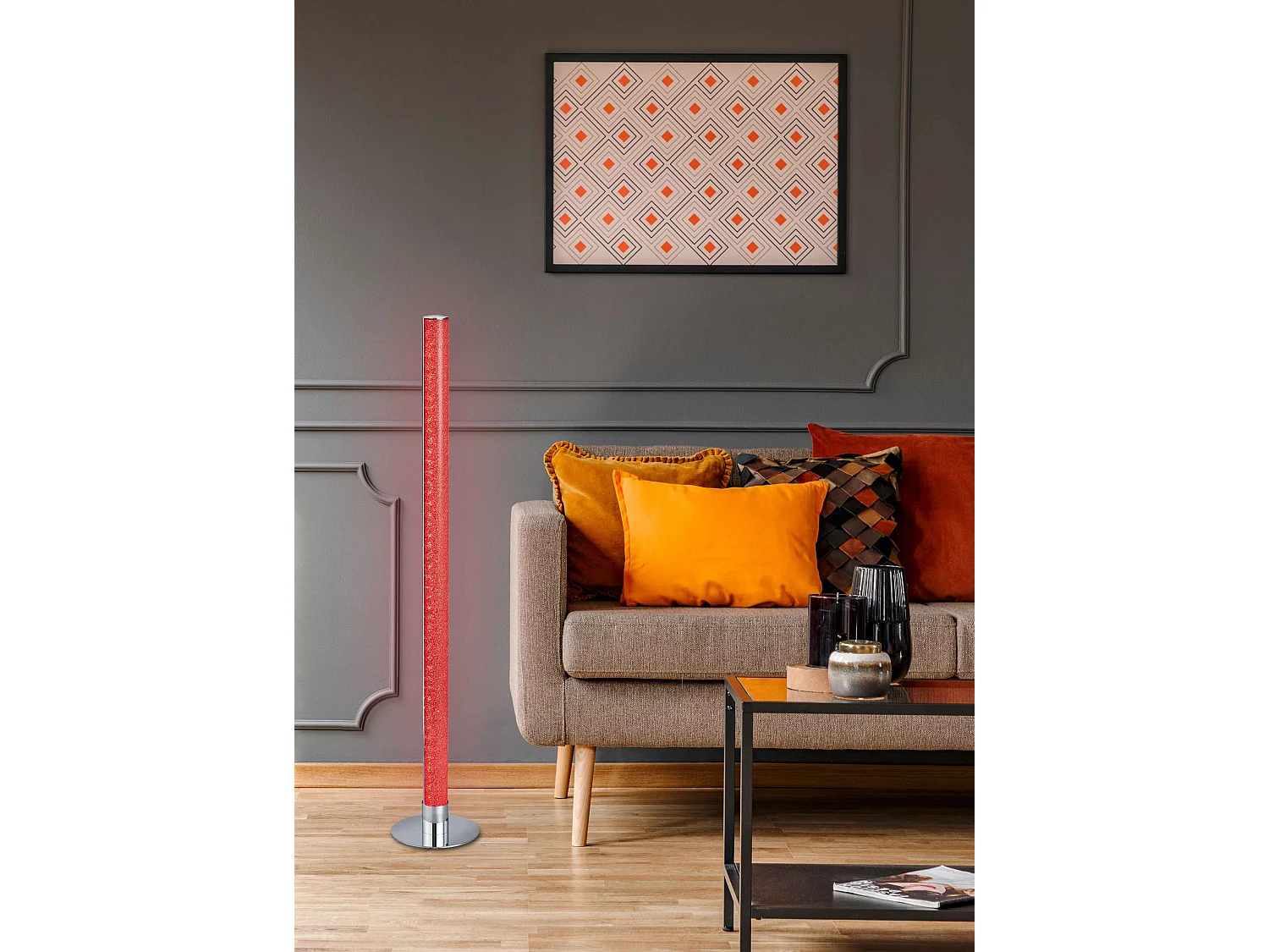 Piantana LED a tubo RGB, metacrilato e metallo, H 105 cm, Leia