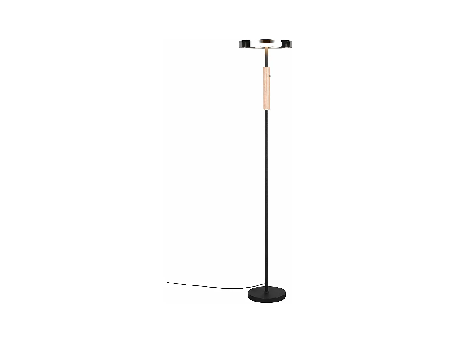 Piantana LED, metallo/vetro/legno, nero/naturale/fumé, H 130 cm, Celeste