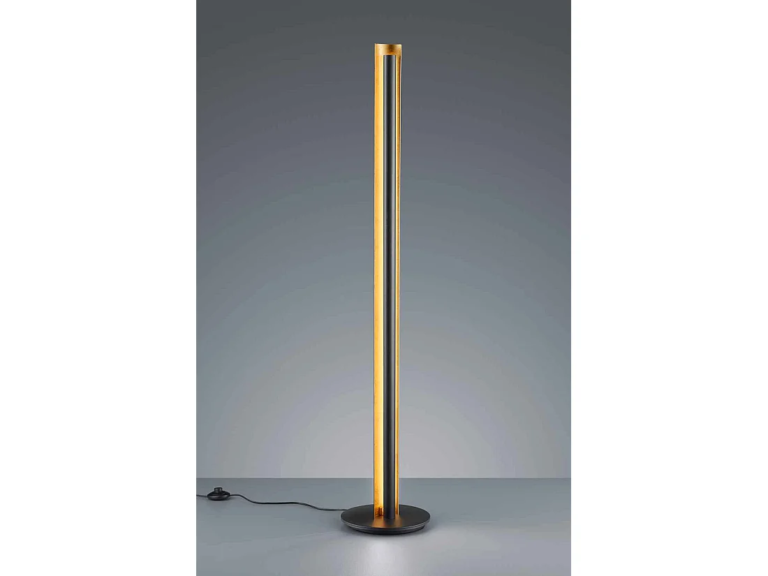 Piantana LED a colonna, metallo, nero e oro, H 142 cm, Texel