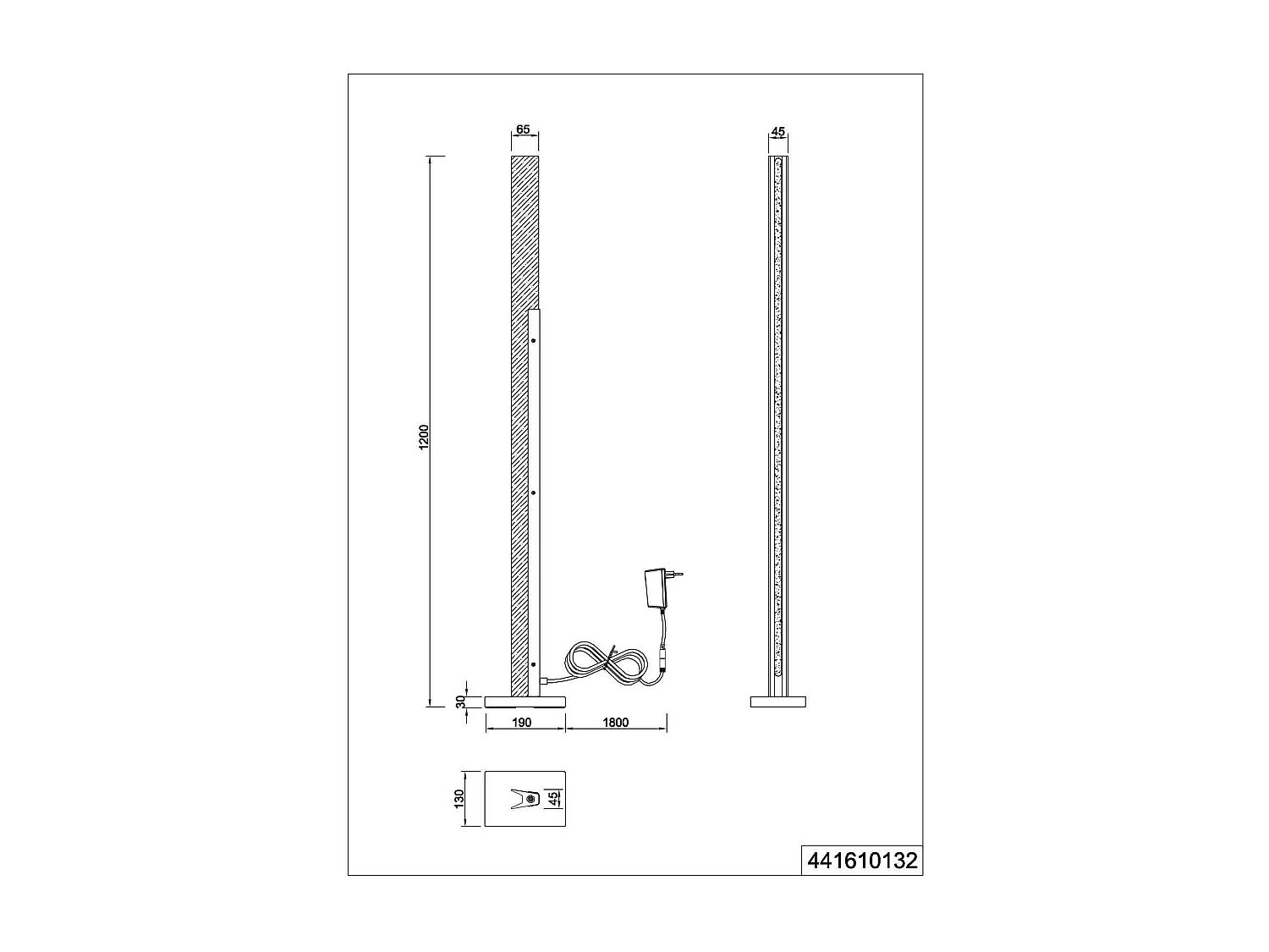 Piantana LED, legno e metallo, nero, H 120 cm, Kerala