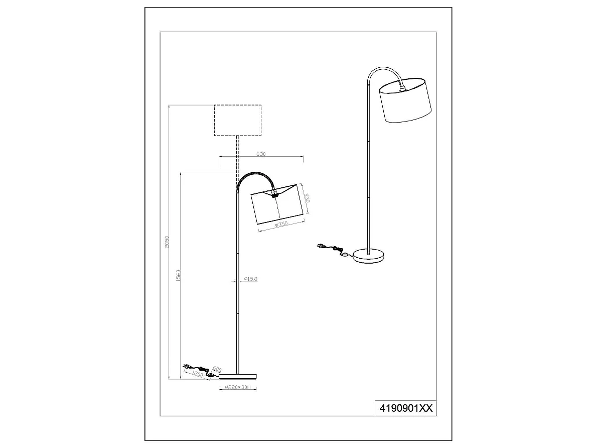 Vloerlamp JULIETA - 35x35x156 cm - Beige