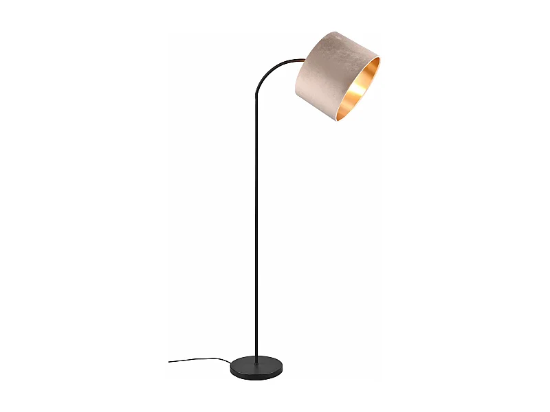 Piantana flessibile, metallo e velluto, nero e tortora, H 156 cm, Julieta