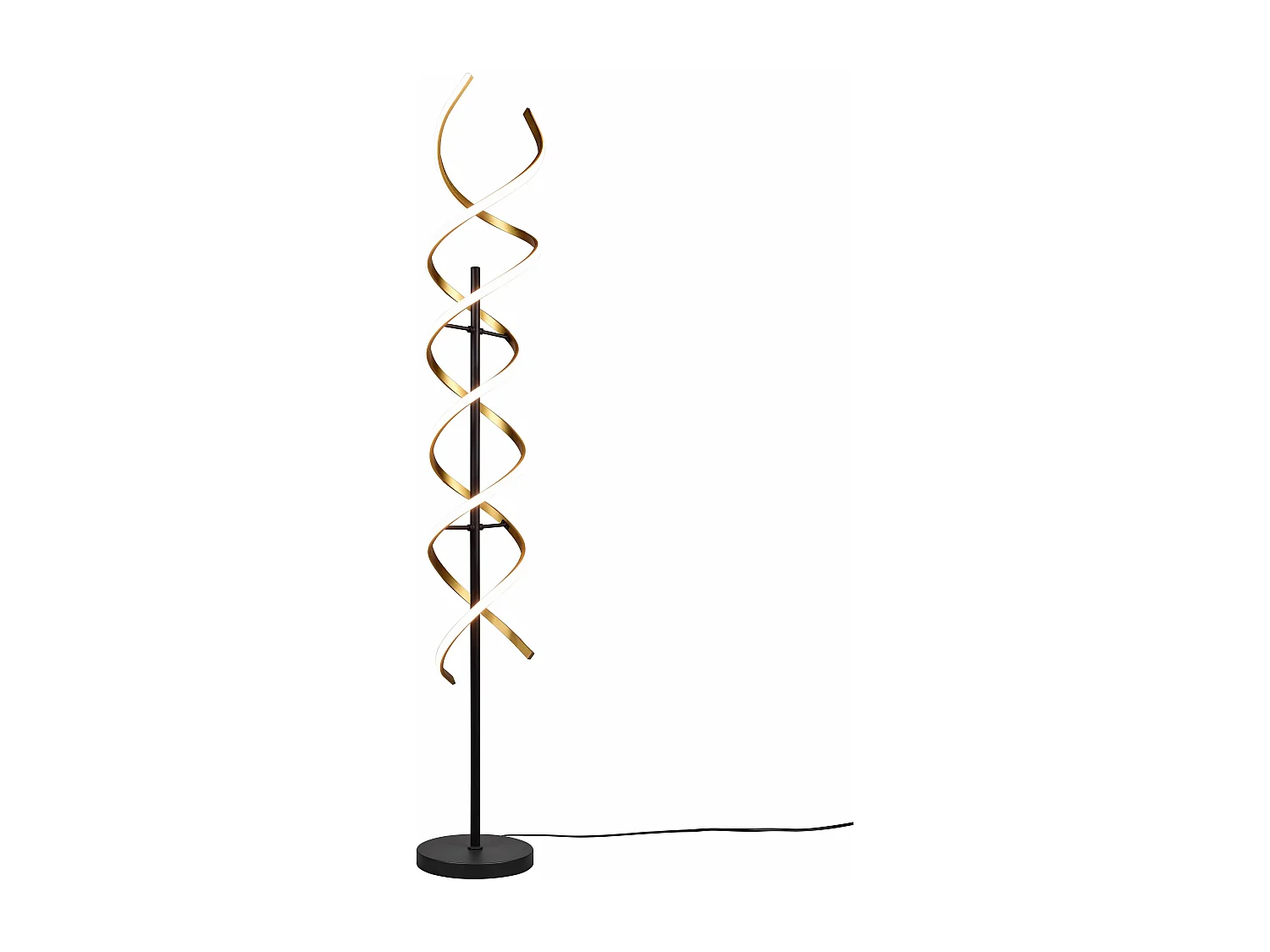 Piantana LED spirale, metallo, ottone e nero, H 150 cm, Sequence