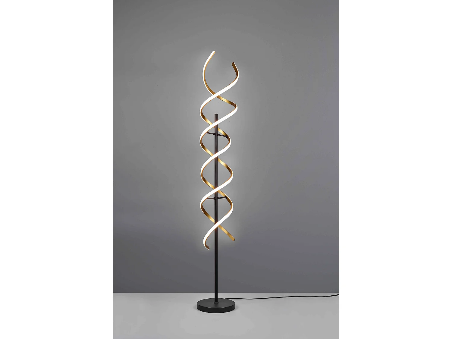 Piantana LED spirale, metallo, ottone e nero, H 150 cm, Sequence