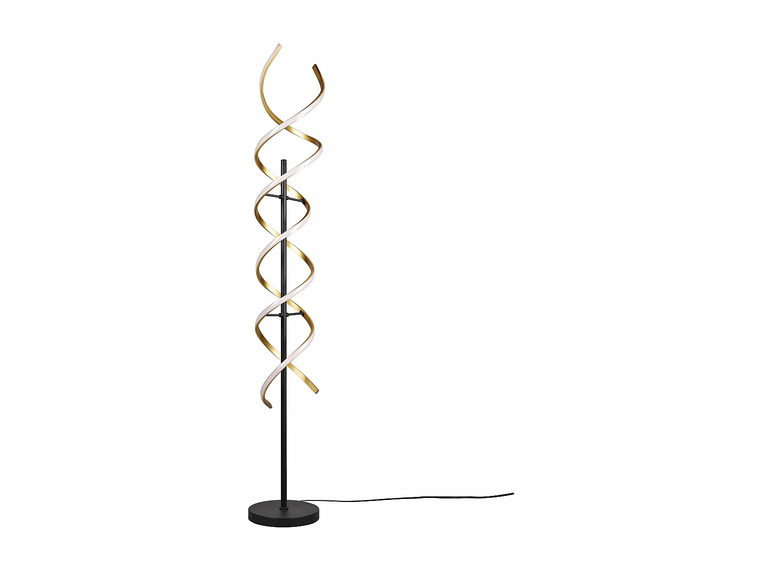 Piantana LED spirale, metallo, ottone e nero, H 150 cm, Sequence