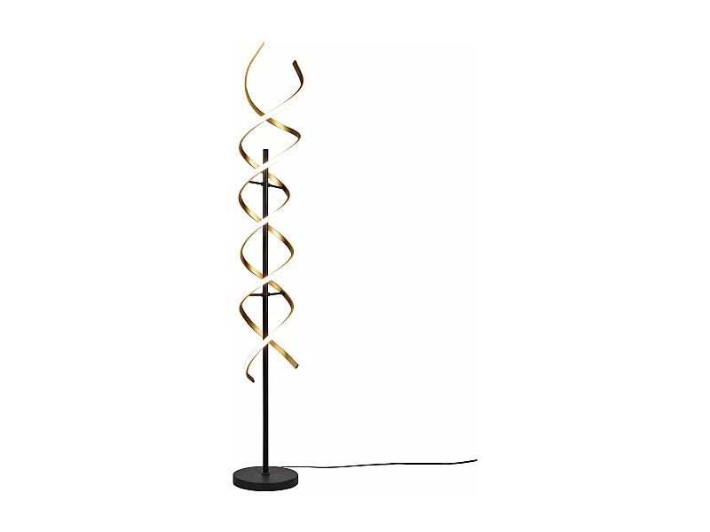 Piantana LED spirale, metallo, ottone e nero, H 150 cm, Sequence