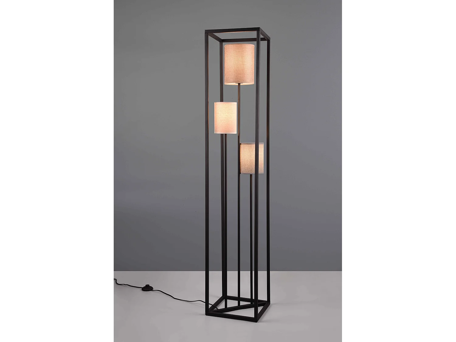 Piantana 3 paralumi, metallo, nero e multicolor, H 153 cm, Ross