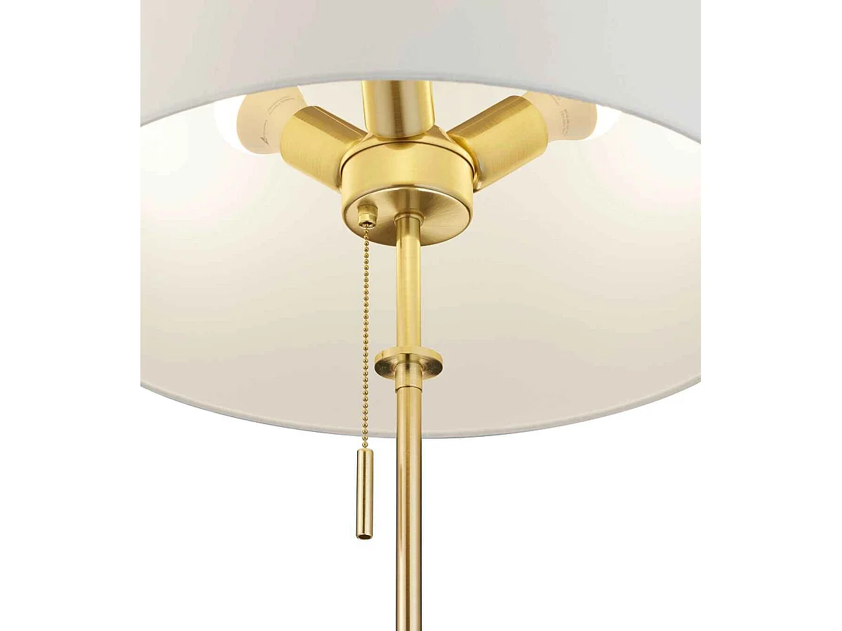 Piantana 3 lampadine, metallo, ottone satinato e bianco, H 180 cm, Lyon