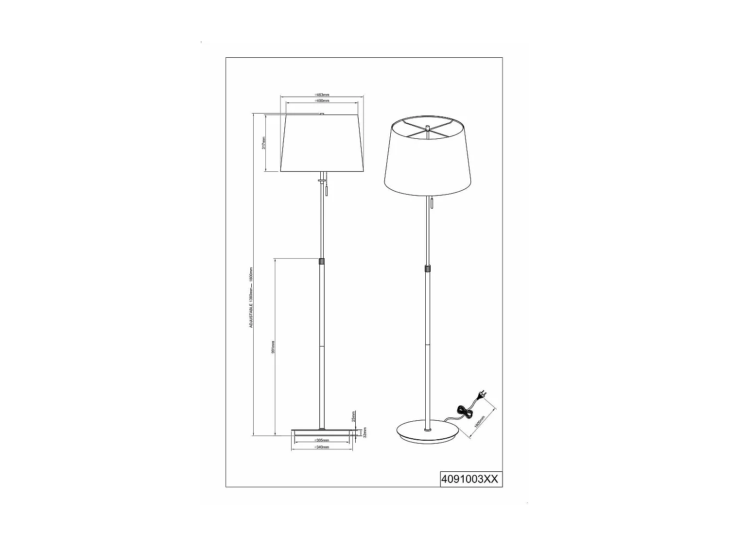 Piantana 3 lampadine, metallo, ottone satinato e bianco, H 180 cm, Lyon