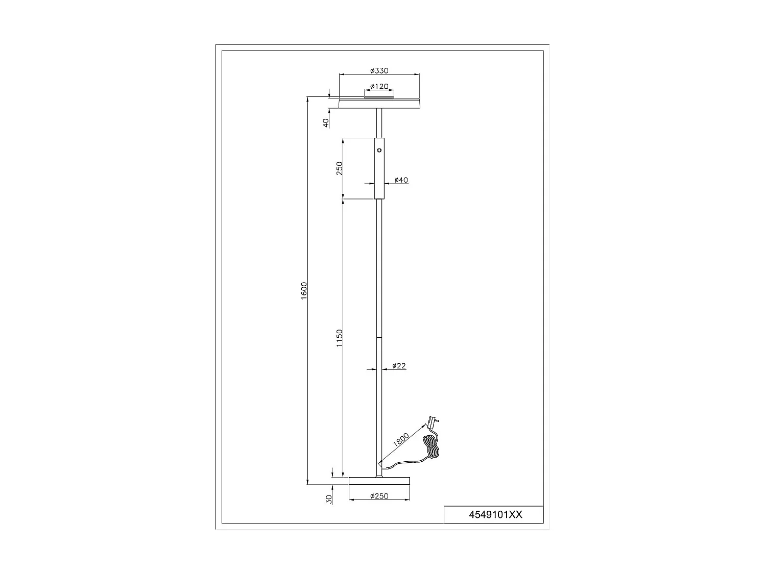 Piantana LED, metallo e vetro, caffè e bianco, H 130 cm, Celeste