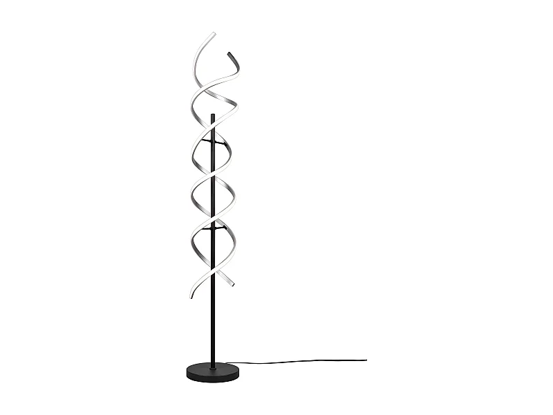 Piantana LED a spirale, metallo, alluminio e nero, H 150 cm, Sequence
