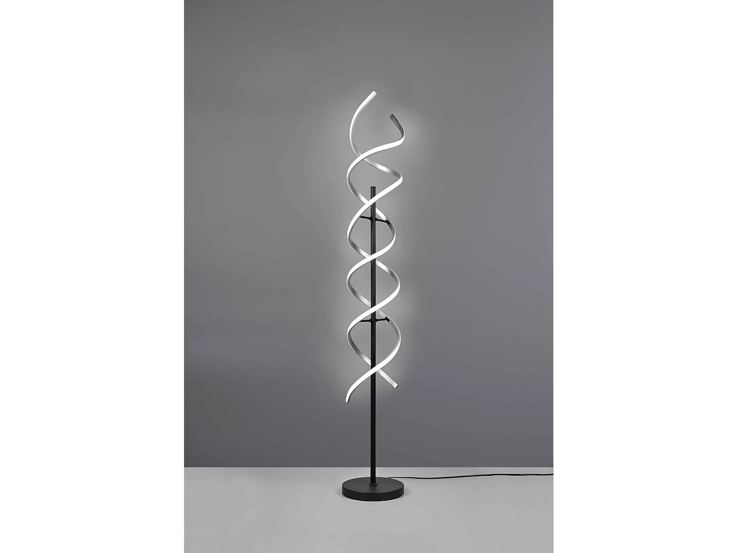 Piantana LED a spirale, metallo, alluminio e nero, H 150 cm, Sequence