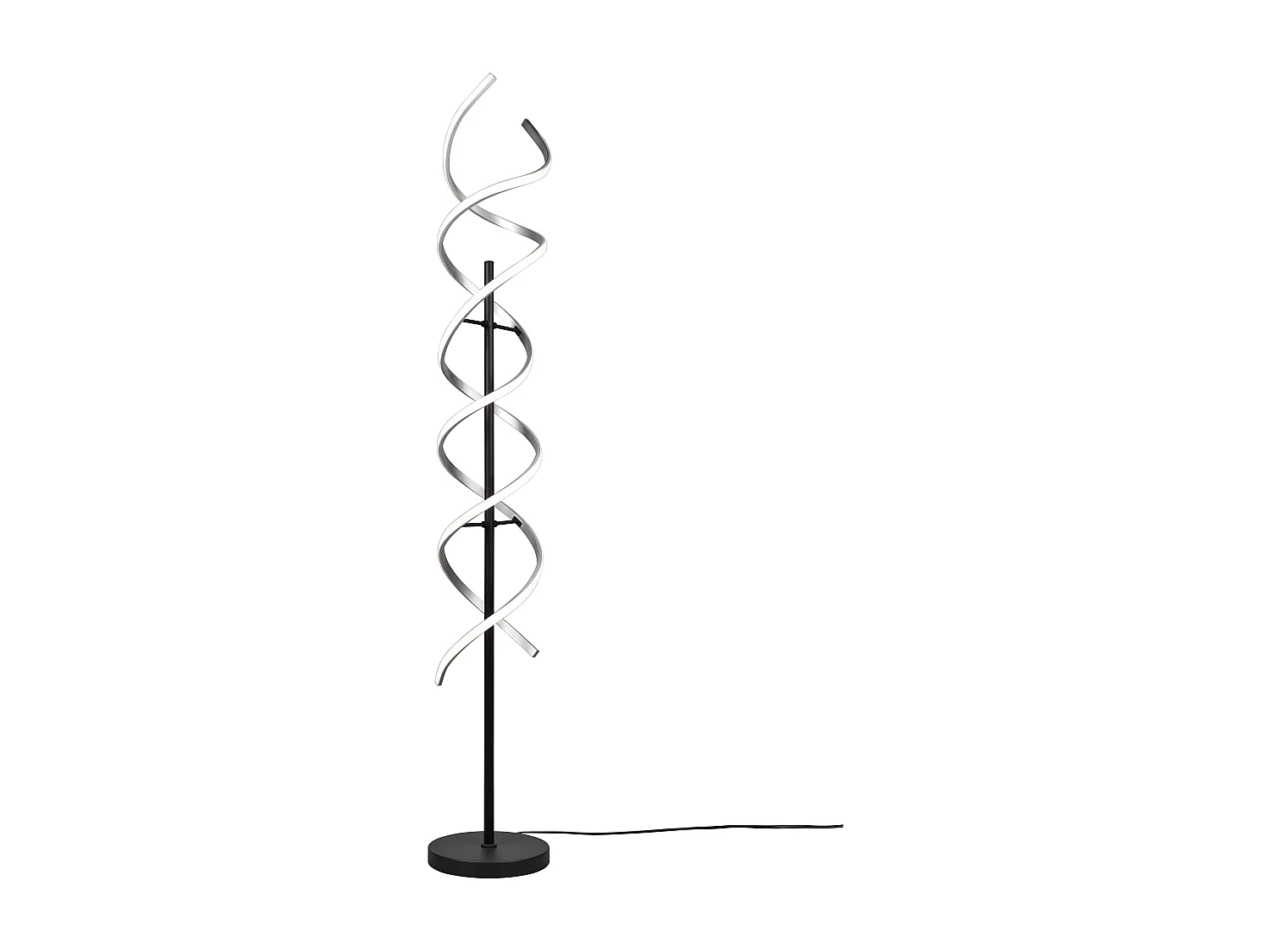 Piantana LED a spirale, metallo, alluminio e nero, H 150 cm, Sequence