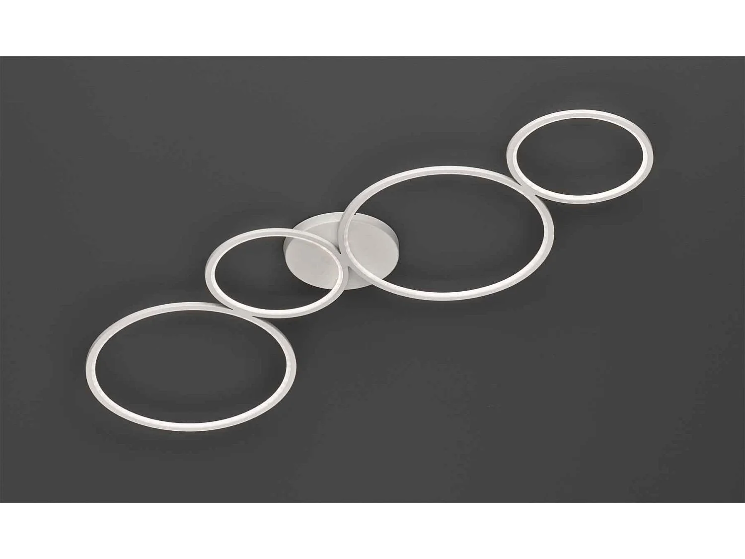 Plafoniera LED 4 cerchi, metallo, bianco opaco, L 97 cm, Rondo