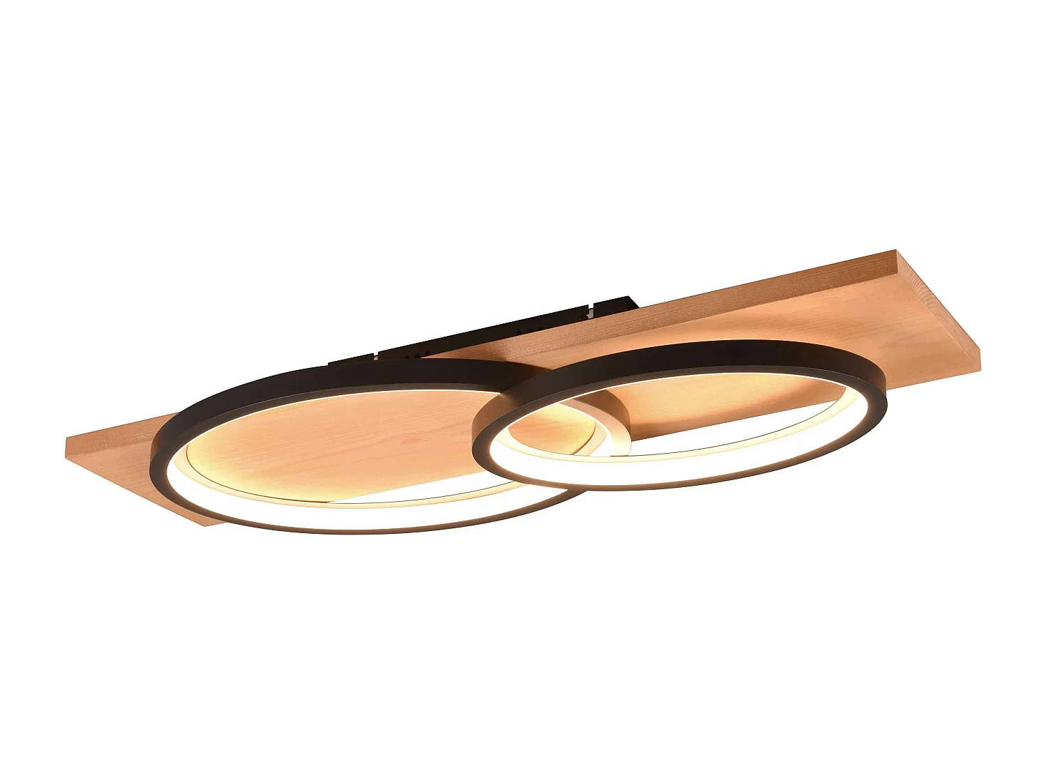 Plafoniera LED doppia ellisse, metallo e legno, nero, L 75 cm, Barca