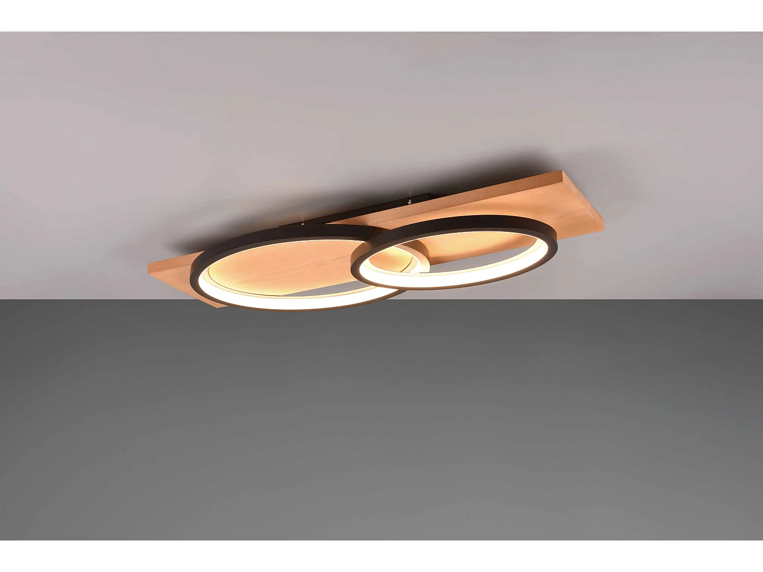 Plafoniera LED doppia ellisse, metallo e legno, nero, L 75 cm, Barca