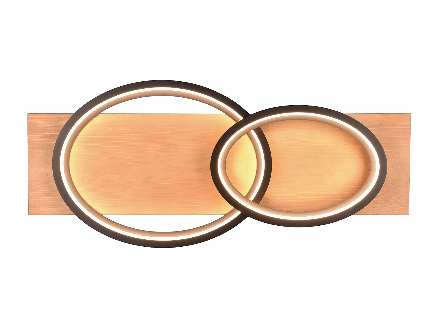 Plafoniera LED doppia ellisse, metallo e legno, nero, L 75 cm, Barca