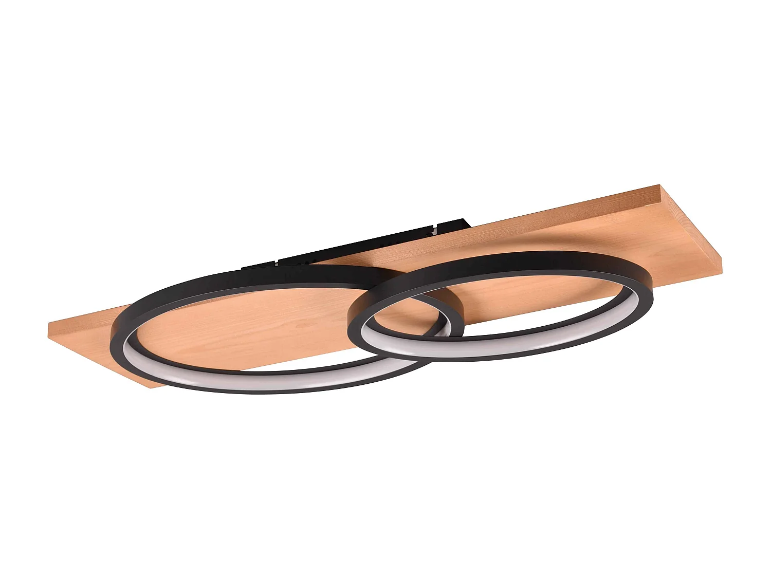 Plafoniera LED doppia ellisse, metallo e legno, nero, L 75 cm, Barca