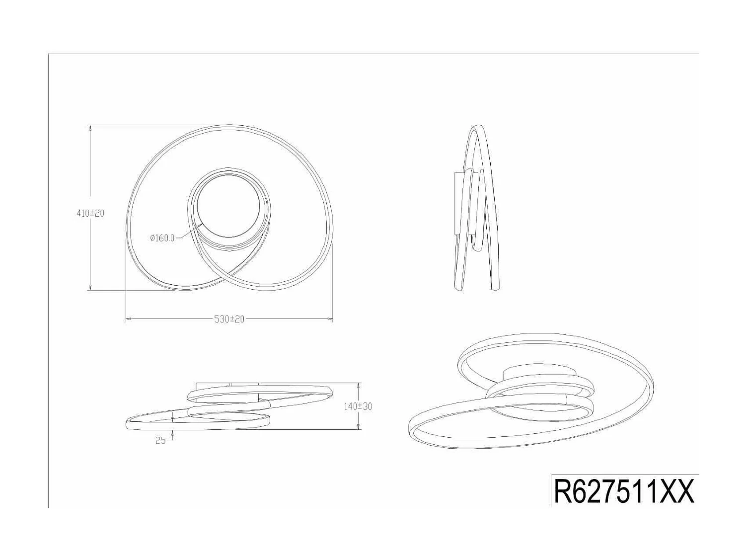 Plafoniera LED, metallo, bianco, D 50 cm, Sansa