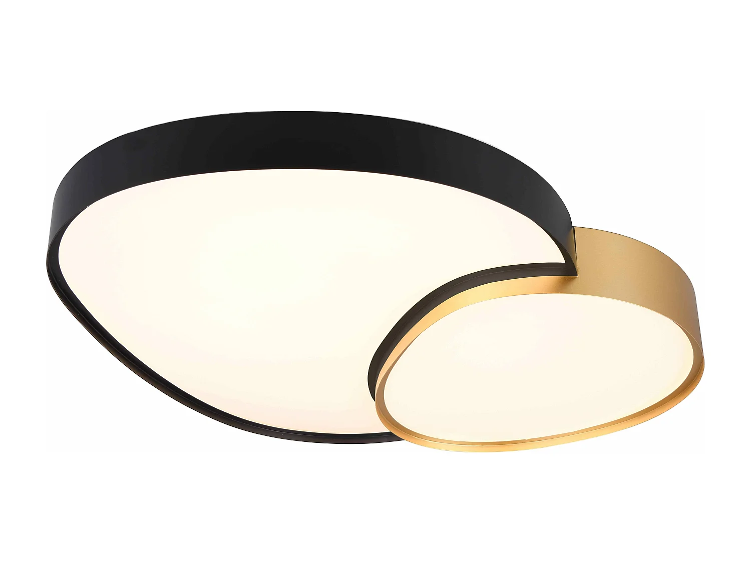 Plafoniera LED forma organica, metallo, nero e oro, L 77 cm, Rise