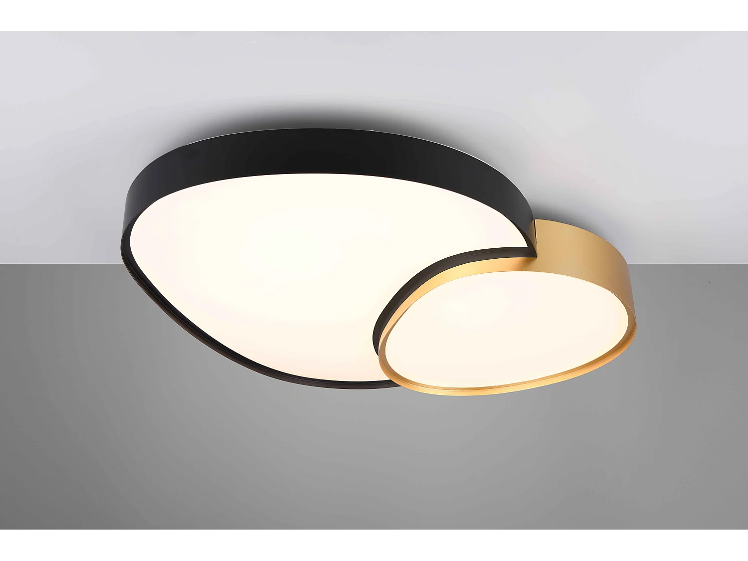 Plafoniera LED forma organica, metallo, nero e oro, L 77 cm, Rise