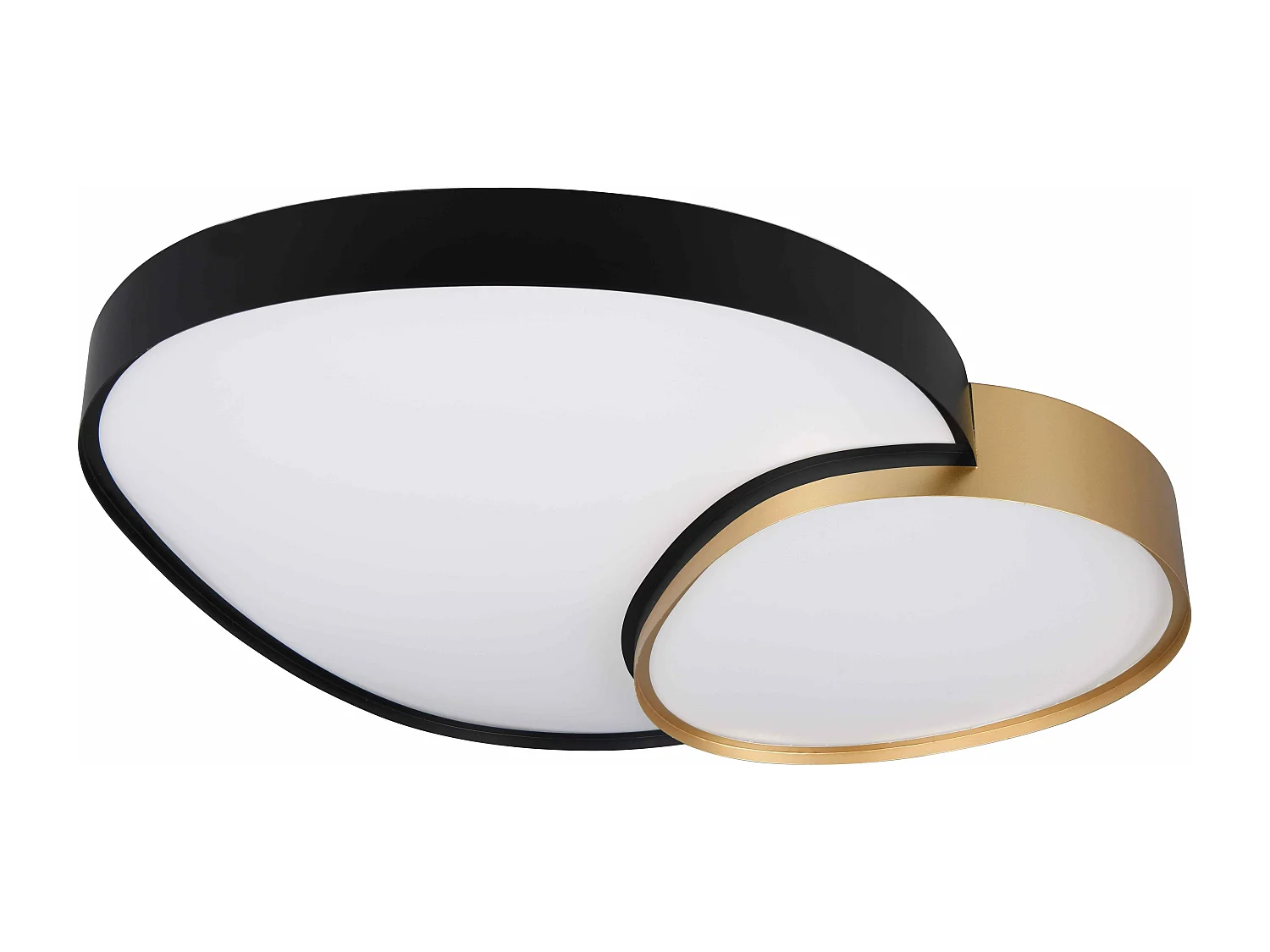 Plafoniera LED forma organica, metallo, nero e oro, L 77 cm, Rise