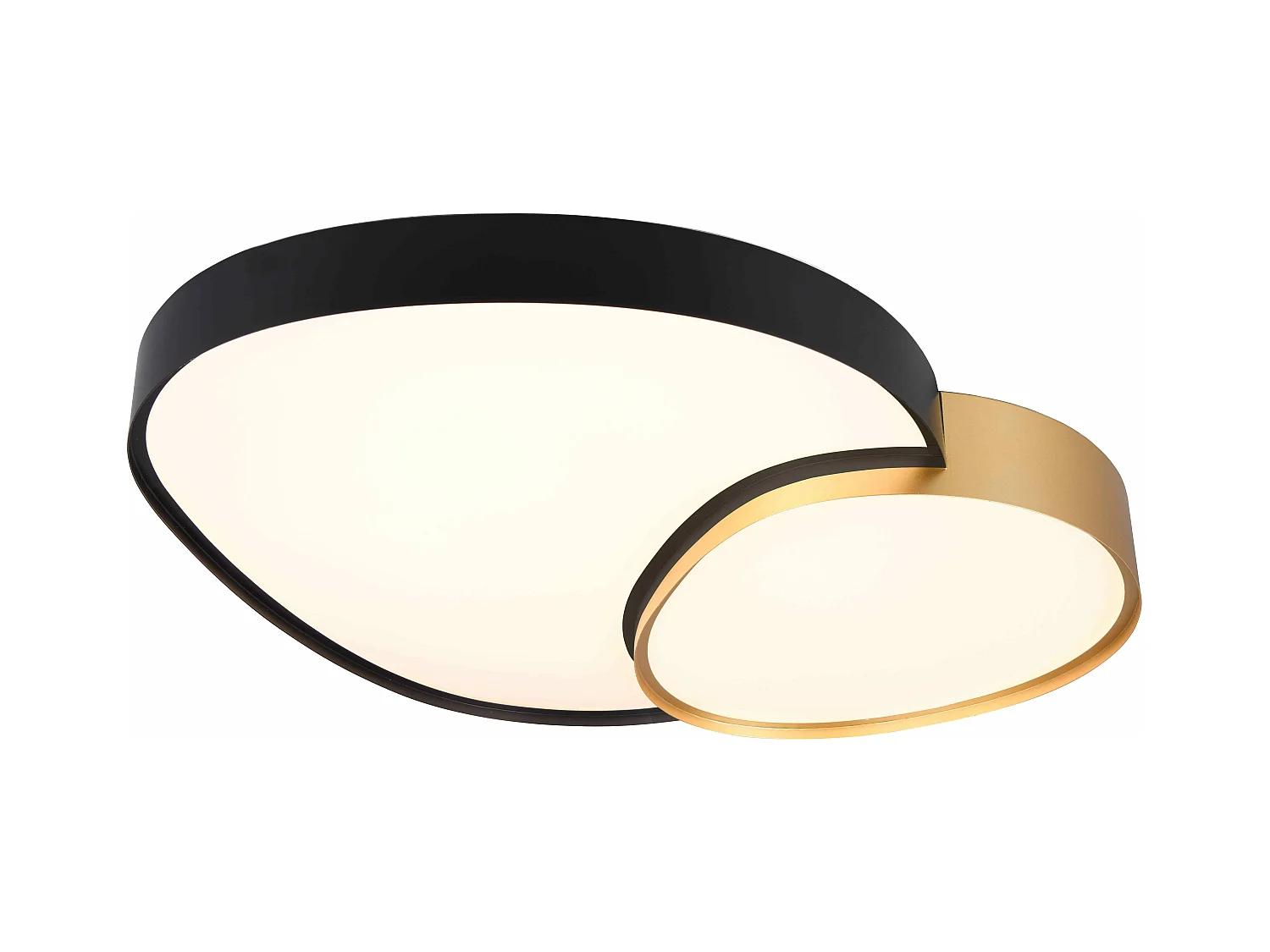 Plafoniera LED forma organica, metallo, nero e oro, L 77 cm, Rise