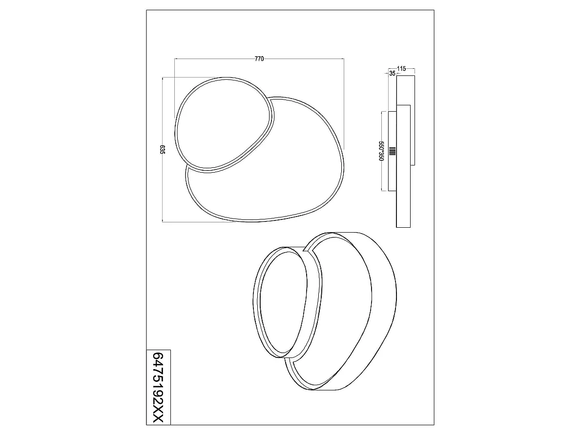 Plafondlamp RISE - 0x0x11.5 cm - Zwart