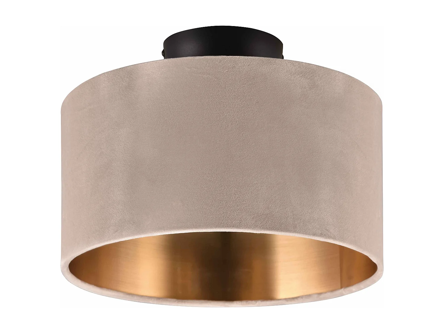 Plafoniera, metallo e tessuto, nero e tortora, D 30 cm, Julieta