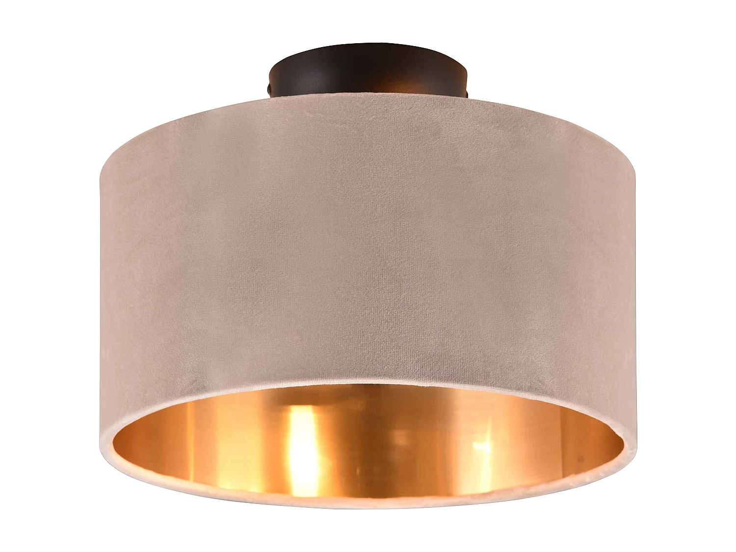 Plafoniera, metallo e tessuto, nero e tortora, D 30 cm, Julieta