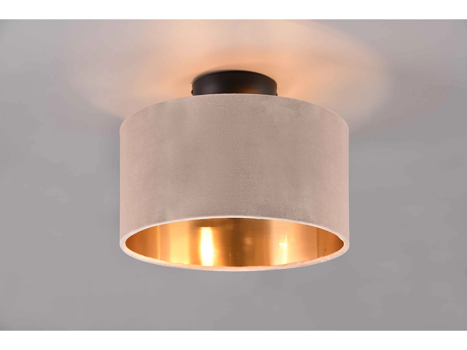 Plafoniera, metallo e tessuto, nero e tortora, D 30 cm, Julieta