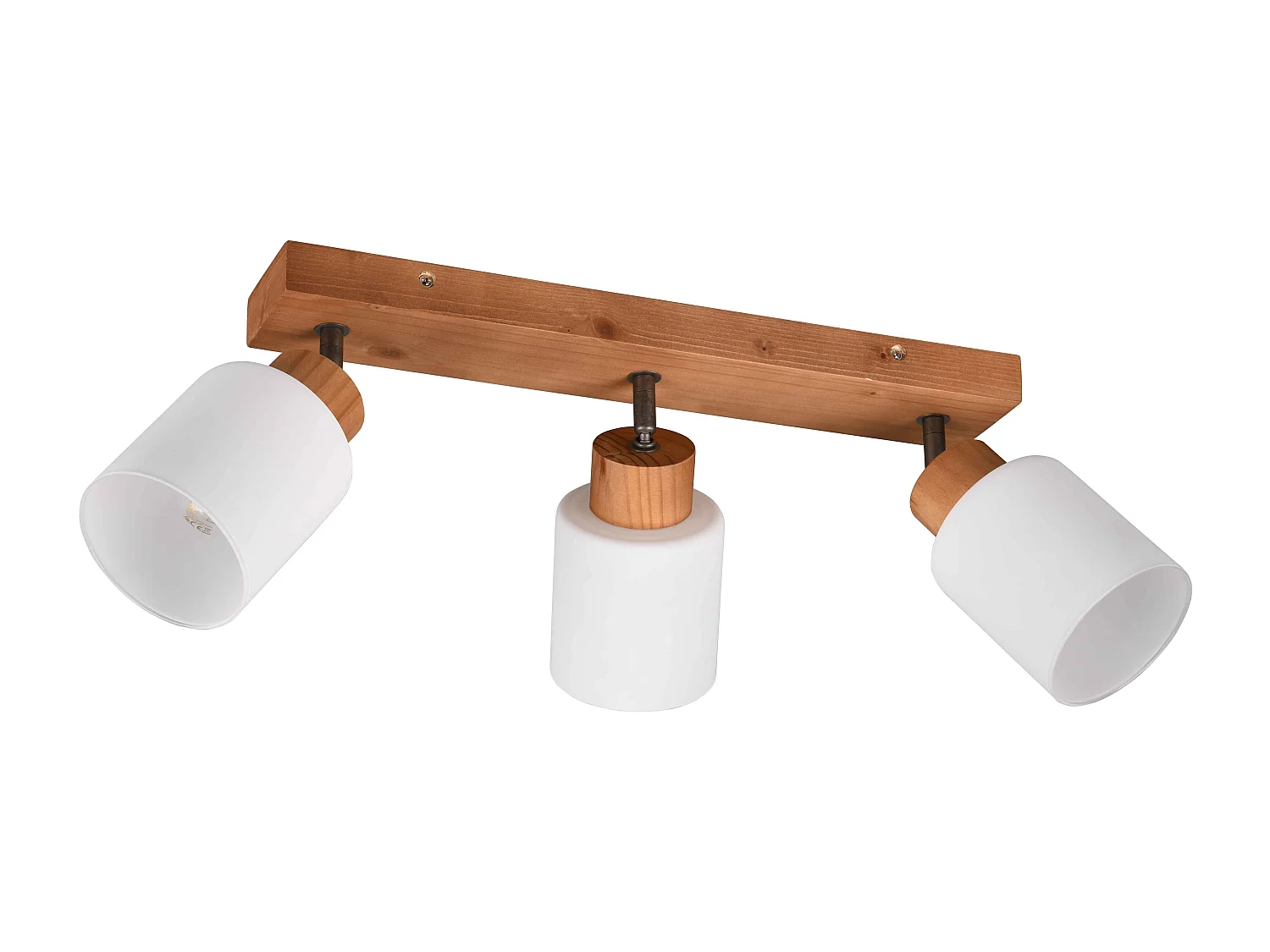 Barra 3 faretti, legno e vetri bianchi, L 45 cm, Assam