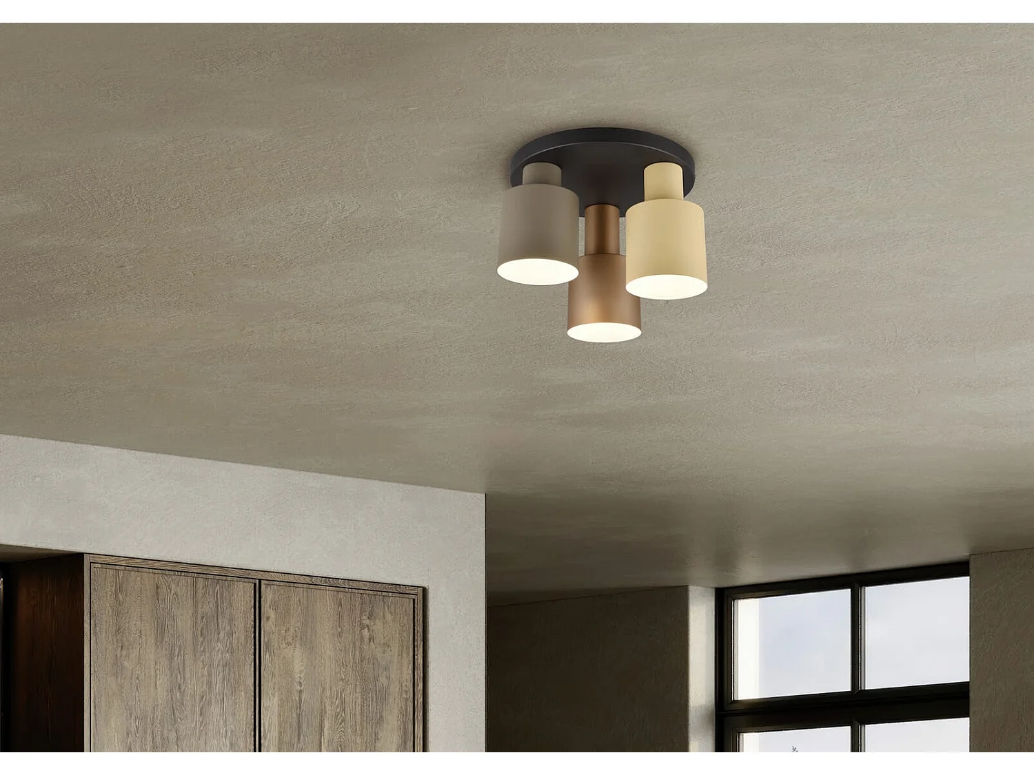 Plafoniera 3 diffusori, metallo, multicolor, 30x24 cm, Agudo