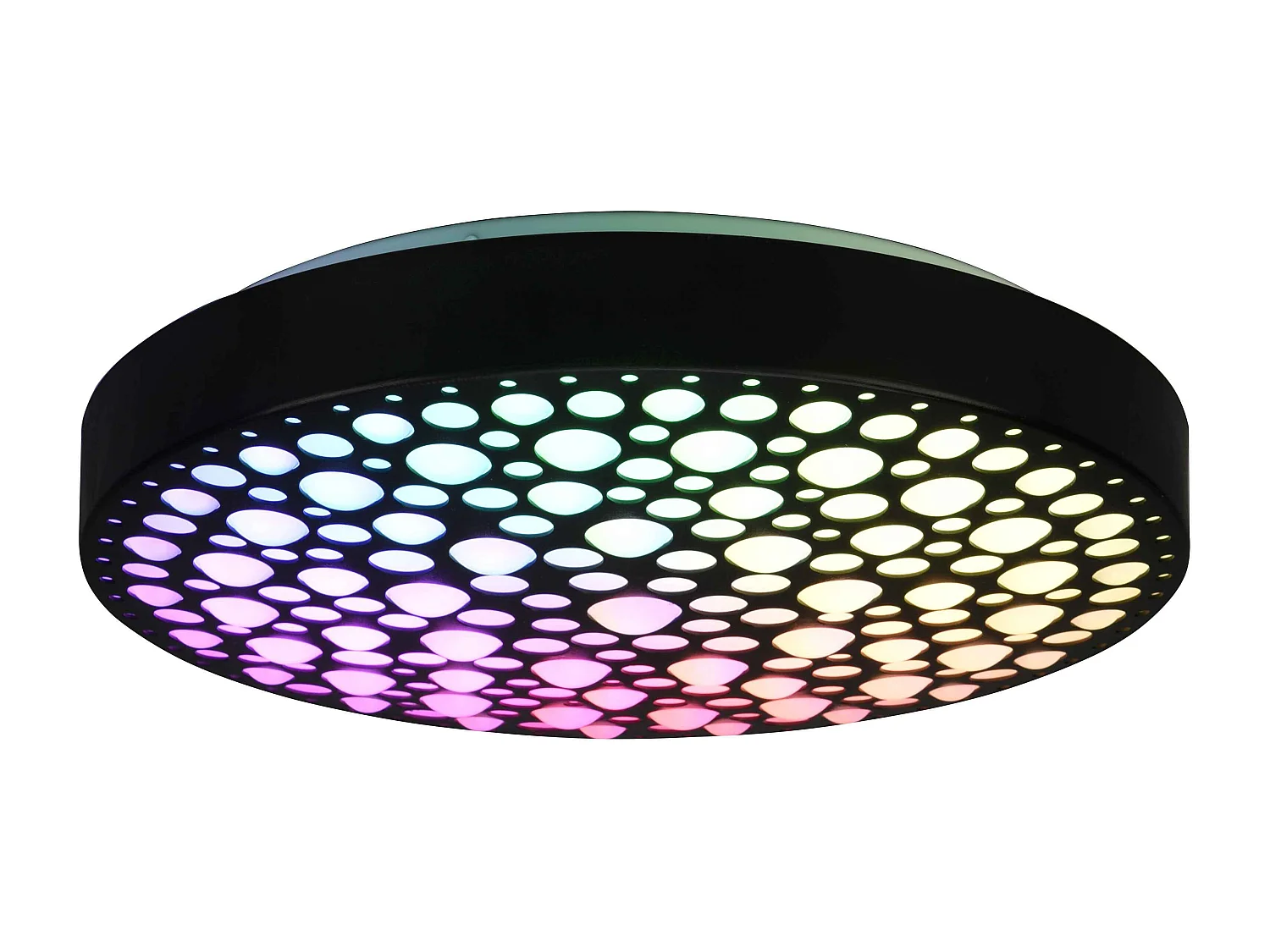 Plafoniera LED RGB, nero effetto cerchi, D 40 cm, Chizu