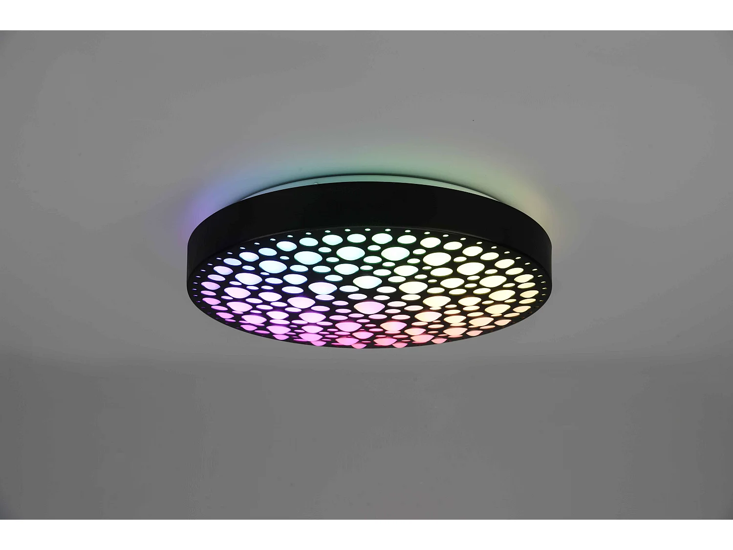 Plafoniera LED RGB, nero effetto cerchi, D 40 cm, Chizu