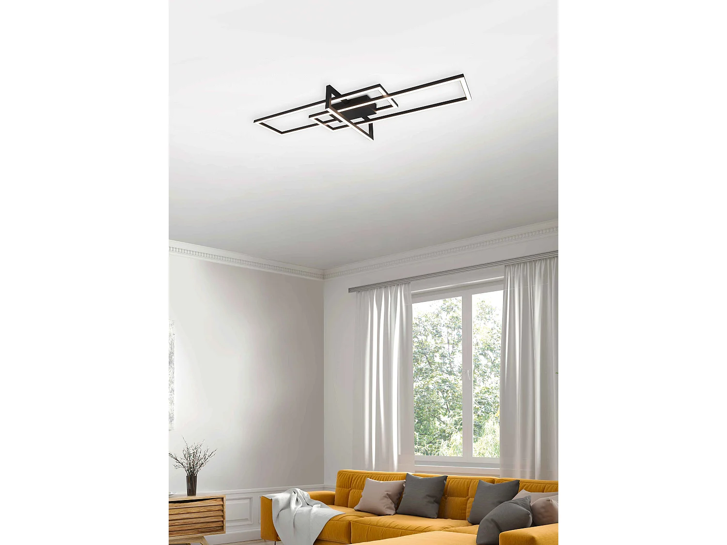 Plafoniera LED triplo rettangolo, metallo, nero, L 100 cm, Salinas