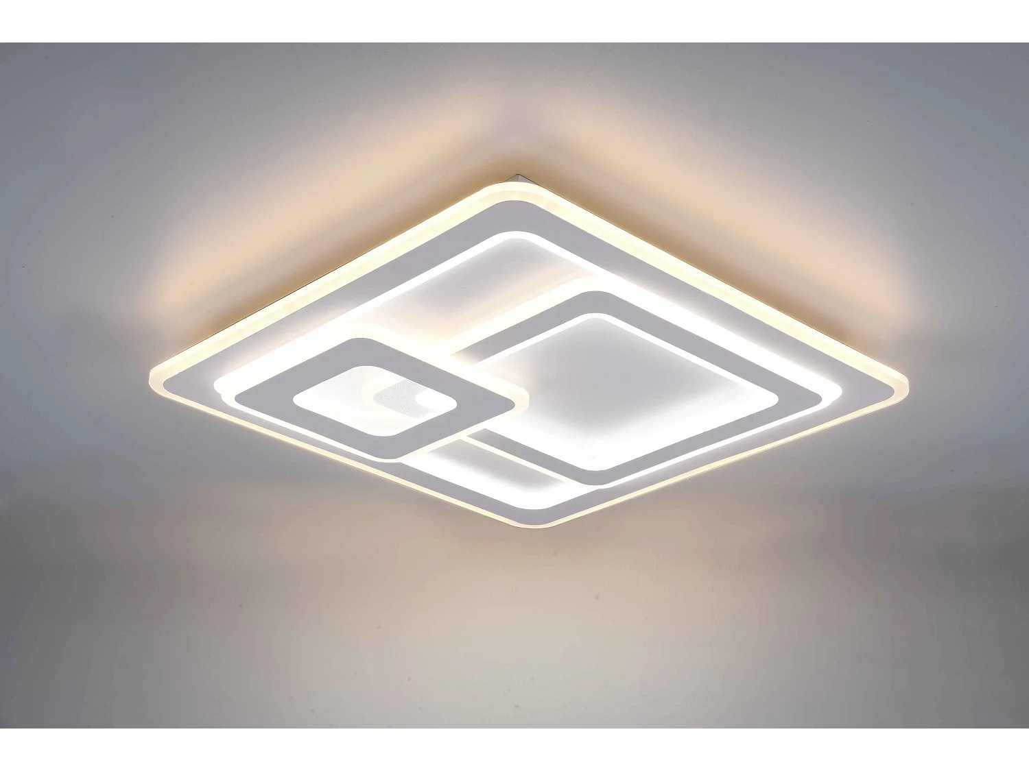 Plafoniera LED quadrati, metallo, bianco, L 51 cm, Mita