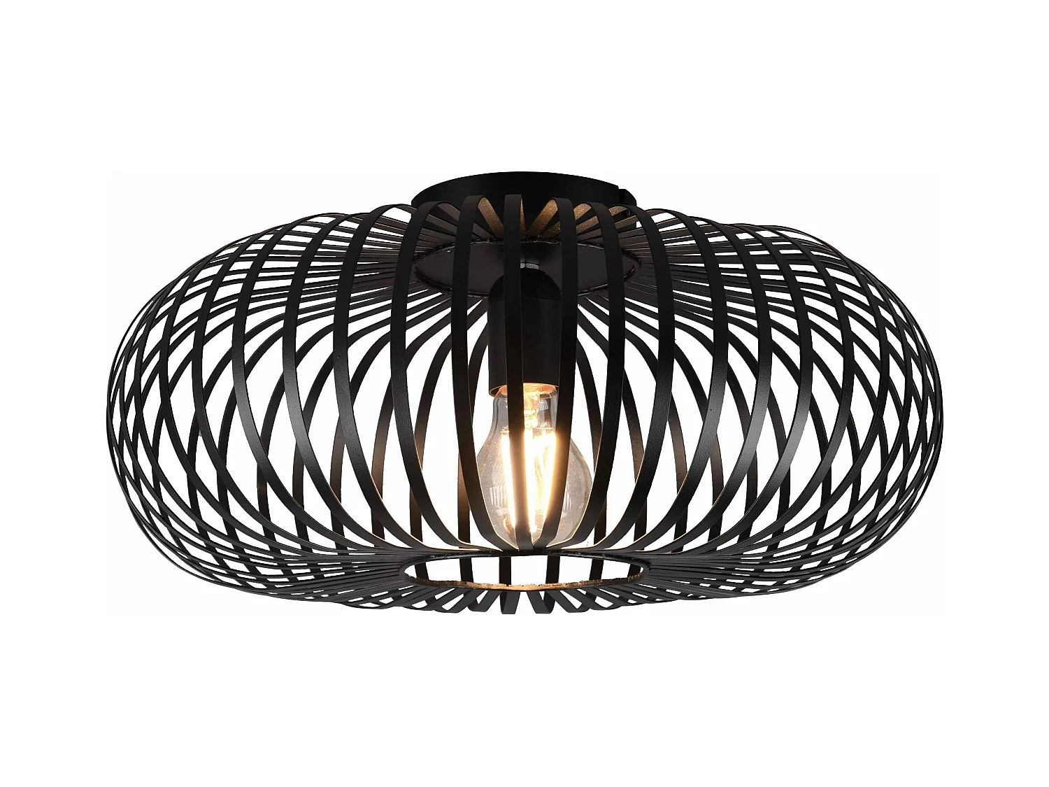 Plafoniera ellisse, metallo, nero, D 40 cm, Johann