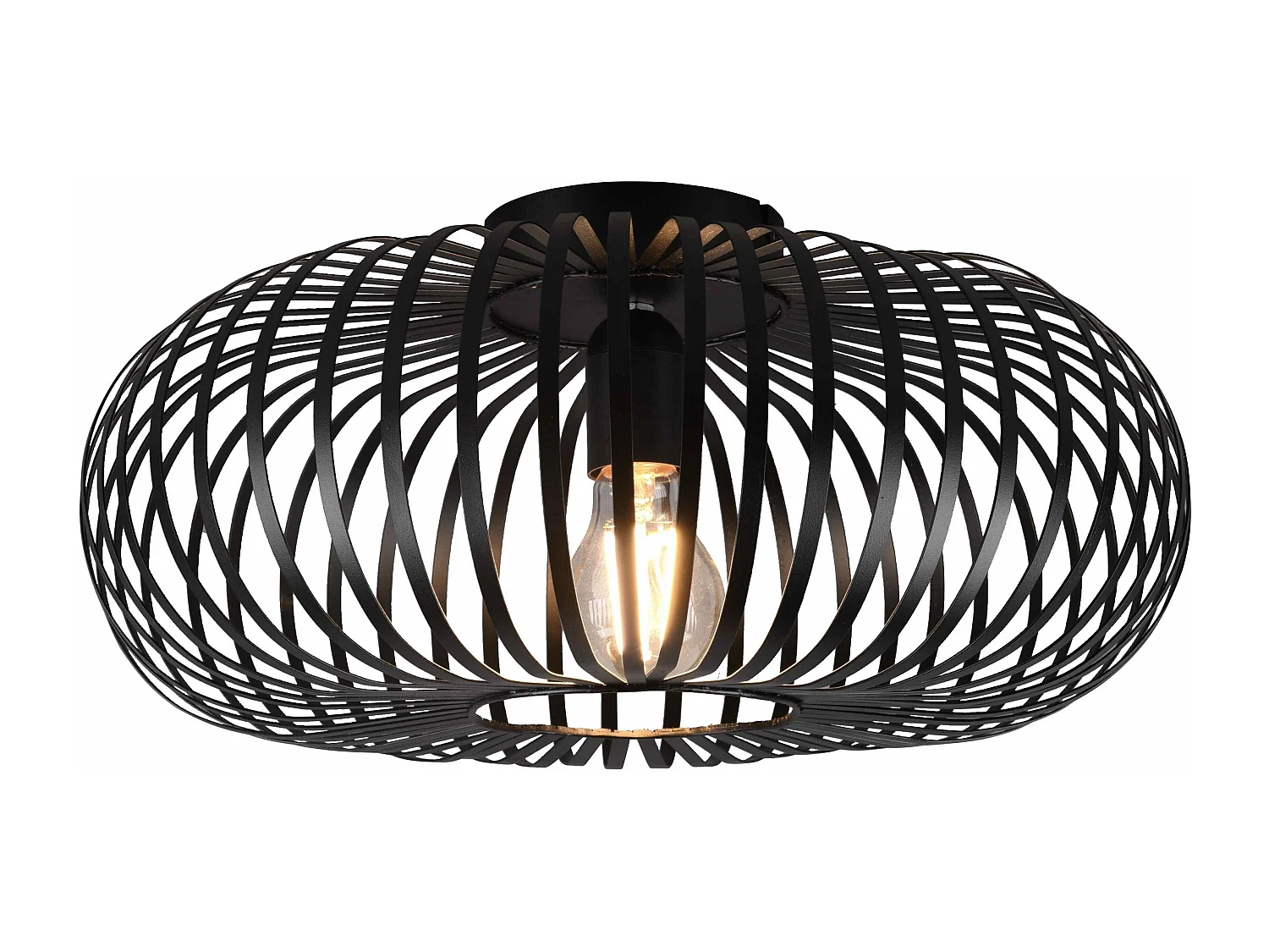 Plafoniera ellisse, metallo, nero, D 40 cm, Johann